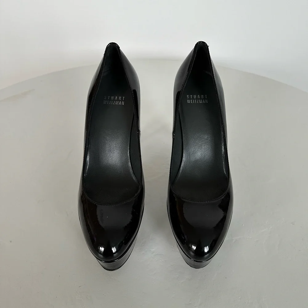 Stuart Weitzman Mae Platform Pumps Black Patent Leather | Size 7